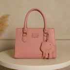 Elegant Structured Black Leather Handbag with Golden Accents | Luxury Women's Tote